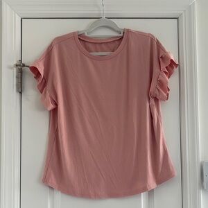 Ruffled Sleeve Pink Top